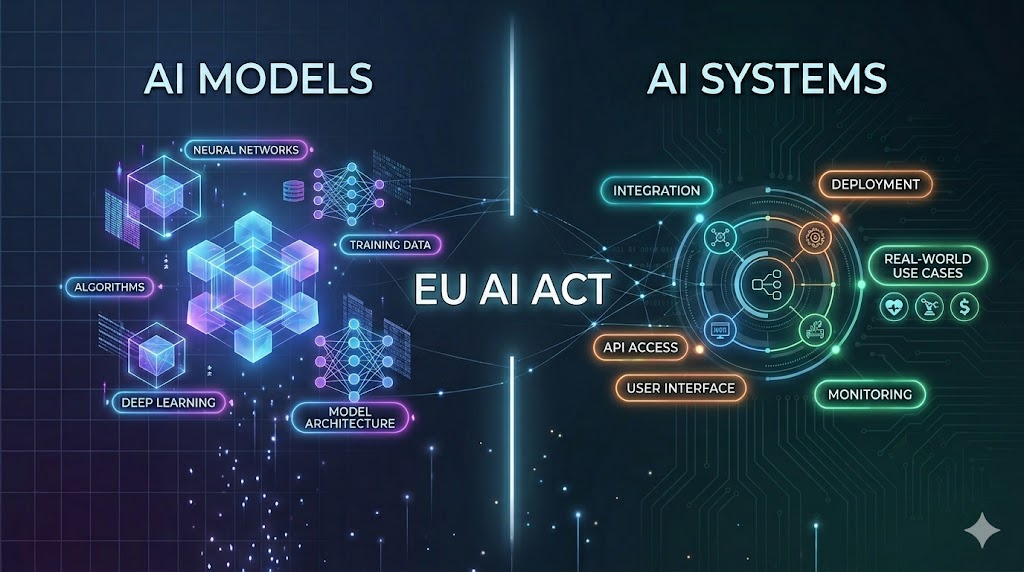 The EU AI Act defines AI models and AI systems separately, with different obligations attached to each.